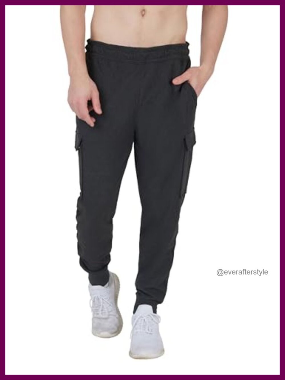 Mens Fleece Jogger Sweatpants Cargo Pocket Workout Lounge Pants
